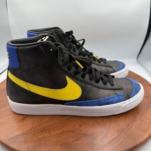 NIKE BLAZER MID 77 Peace Love & Basketball Sneaker Black/Blue/Yellow Men's 11.5